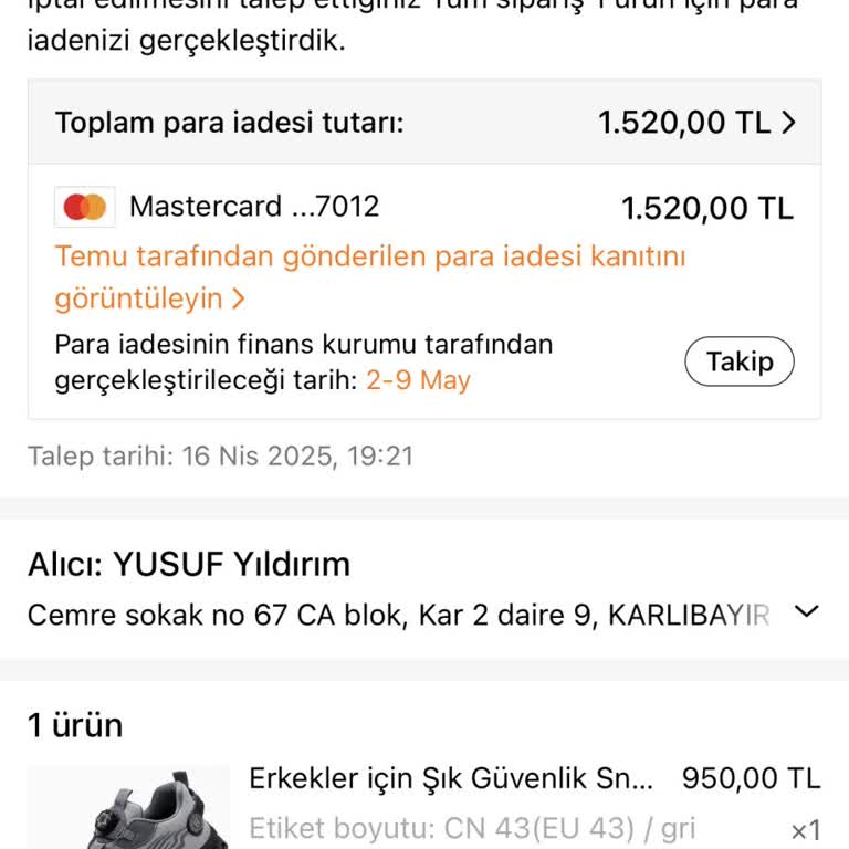 İade Sürecinde Gecikme Ve Yanıltıcı Bilgilendirme Yaşadım