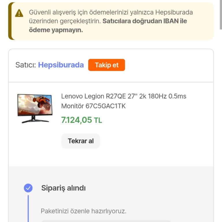 Acil İhtiyaçla Aldığım Monitör Aynı Gün Kargoya Verilmedi