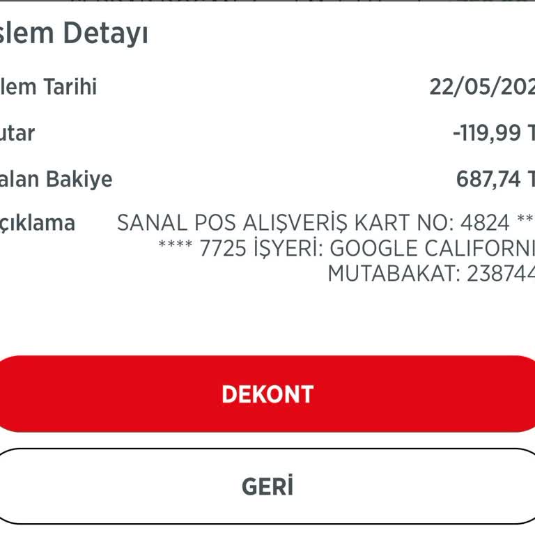 Google Tarafından Bilgim Dışında Yapılan Kart Çekiminden Şikayetçiyim
