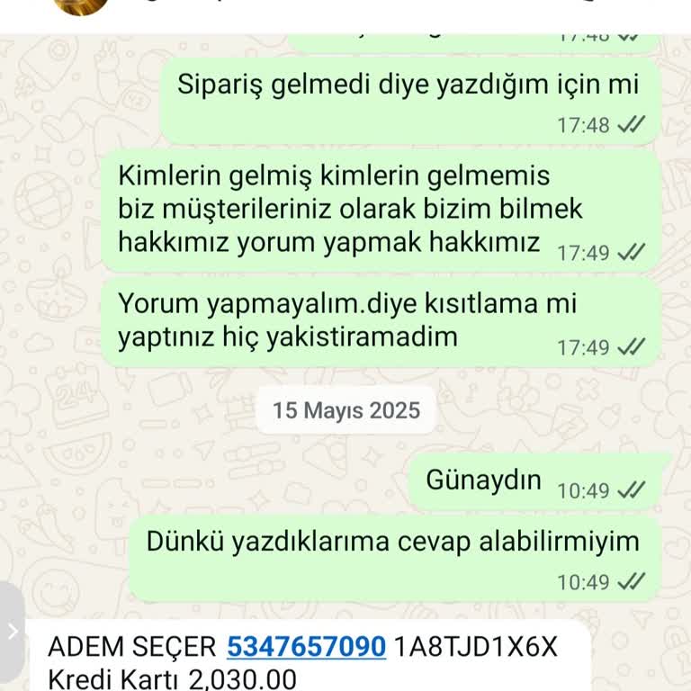 İki Aydır Teslim Edilmeyen Sipariş Ve İletişim Sorunu