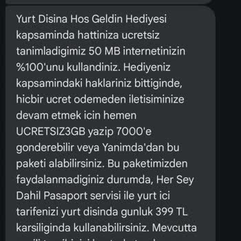 Ücretsiz Denilen İnternet Paketi Sonrası Haksız Ücretlendirme Mağduriyeti