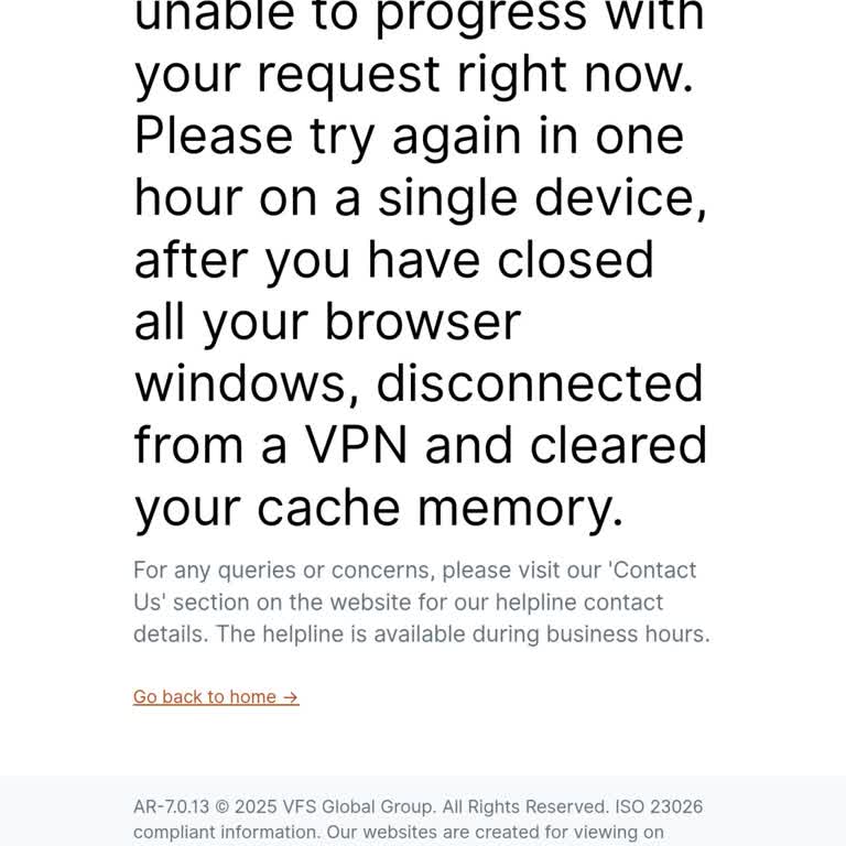 VFS Global Bulgaristan Randevu Onay Sayfası Çıktısı Alamıyorum, Destek Yetersiz