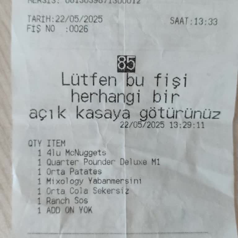 McDonalds Libadiye Şubesinde Ödediğim Siparişin Fişi Verilmedi Param İade Edilmiyor