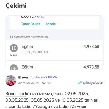 Bonus Kartımdan Onaysız Ve Yüksek Tutar Çekimi Mağduriyeti