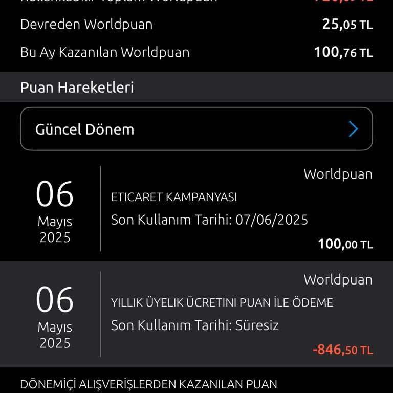 World Kartımın Yıllık Ücreti Puanlarımdan Kesildi, İade Yapılmıyor