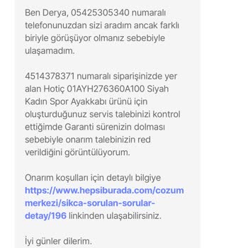 Hepsiburada Garantili Ayakkabı Talebim İki Kez Reddedildi Müşteri Hizmetleri Yetersiz