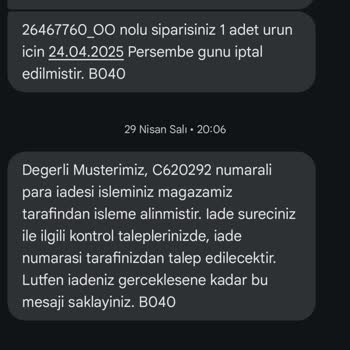İade Sürecinin Uzaması Ve Müşteri Hizmetlerinden Memnuniyetsizlik