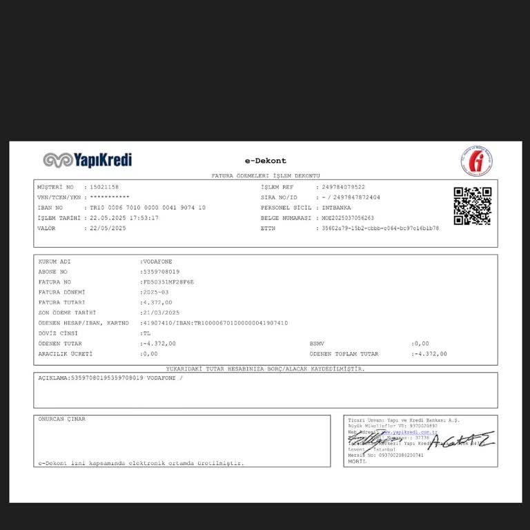 Yanlış Yatırılan Faturanın İadesini Talep Ediyorum