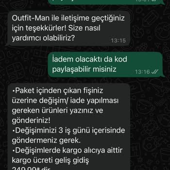 Outfit-Man İade Ödemesi Yapılmıyor Müşteri Mağdur Ediliyor