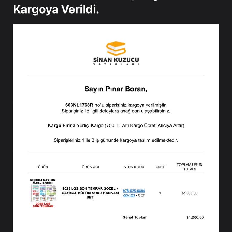 Sipariş Verilen LGS Hazırlık Seti Teslim Edilmedi, İletişim Kurulamıyor