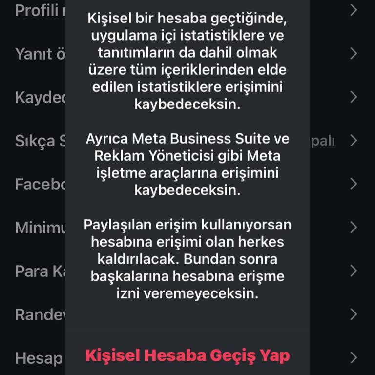 Instagram Kişisel Hesaba Geçişte Takıldım: Hata Ve Çıkış Sorunu