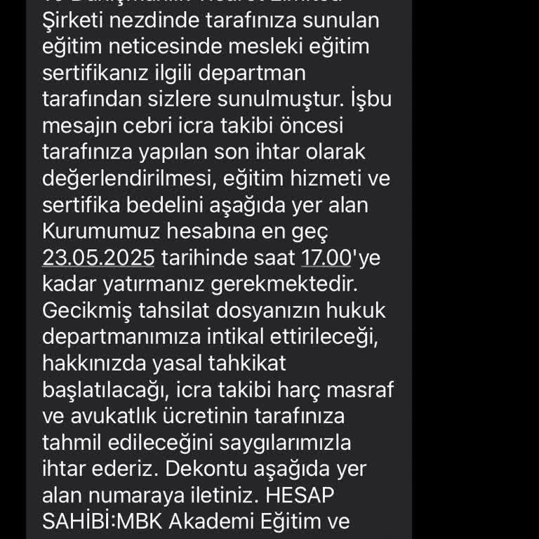 Mbk Akademi Mesleki Belge Ve İcra Tehdidi Mağduriyeti