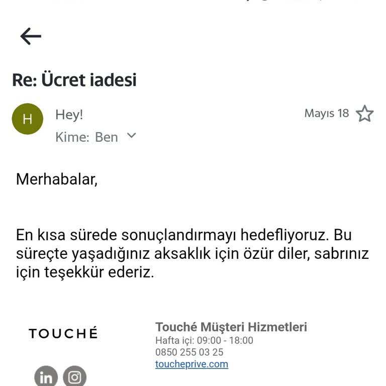 Touche Prive'den İade Edilmeyen Ücret Ve Sürekli Oyalama
