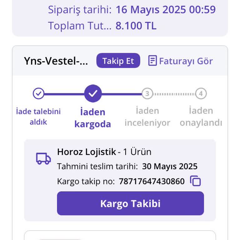 Yns-Vestel Yetkili Online Bayi  Ankastre Fırının Teslimatında Ve İade Sürecinde Yaşadığım Mağduriyet