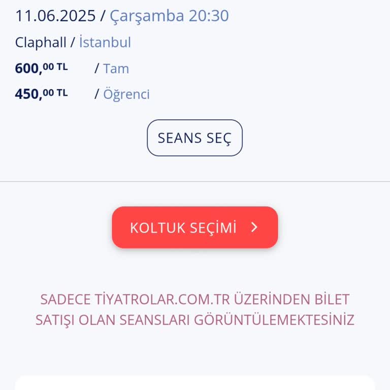 Tiyatro Bileti Alırken Yanlış Tarihe Yönlendirme Sorunu