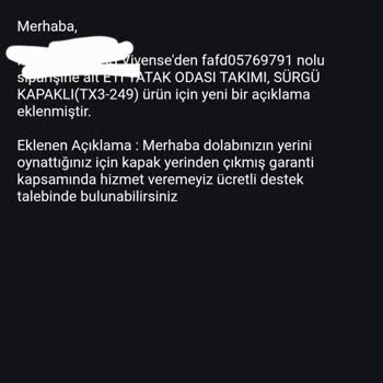 Garanti Kapsamındaki Gardırop Kapak Sorunuma Ücret Talebi