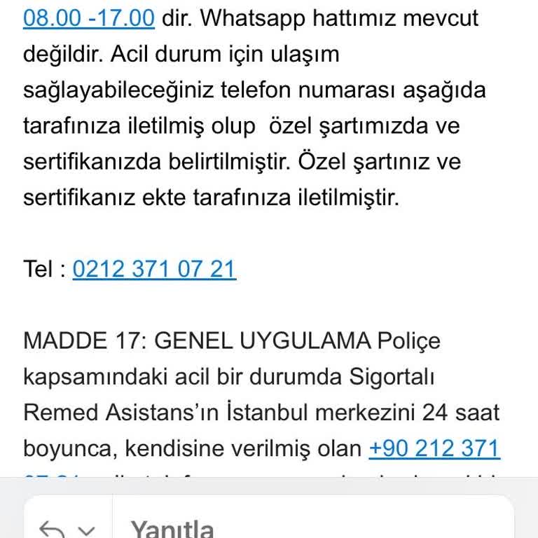 Demir Sağlık Ve Hayat Sigorta Yurt Dışında Acil Durumda Müşteri Hizmetlerine Ulaşamamak