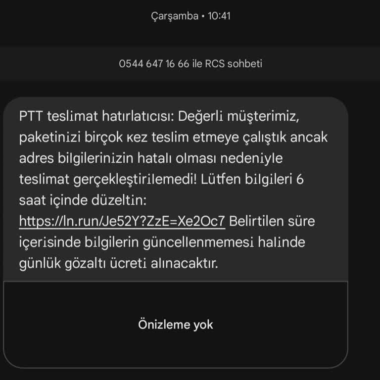 PTT Adı Kullanılarak Gönderilen Sahte SMS İle Güvenlik Sorunu