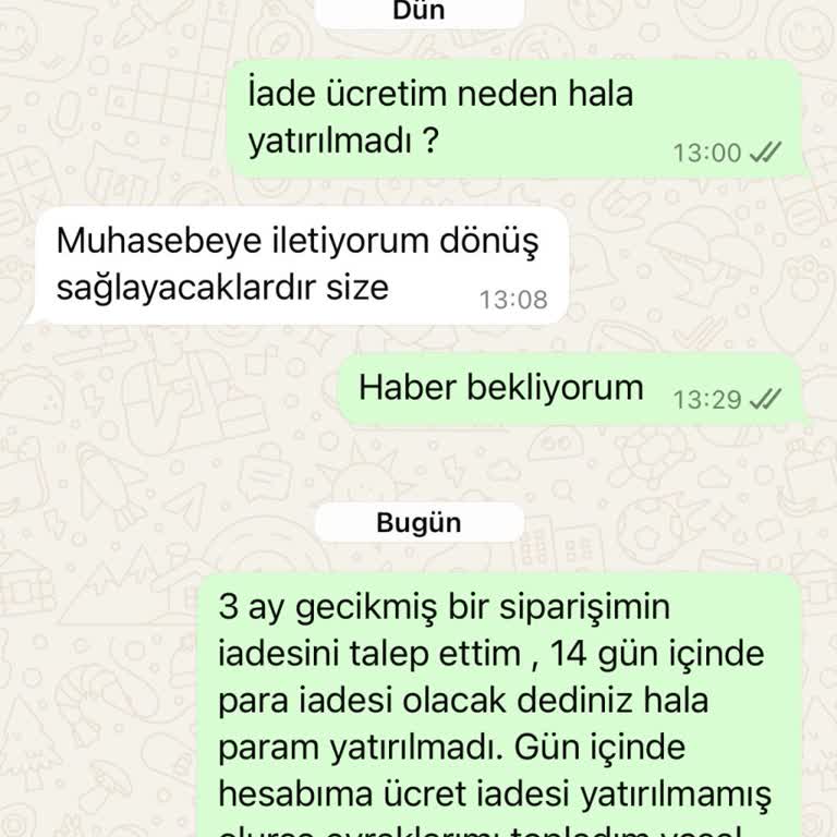 Siparişin 3 Ay Gecikmesi Ve Ücret İadesinin Yapılmaması
