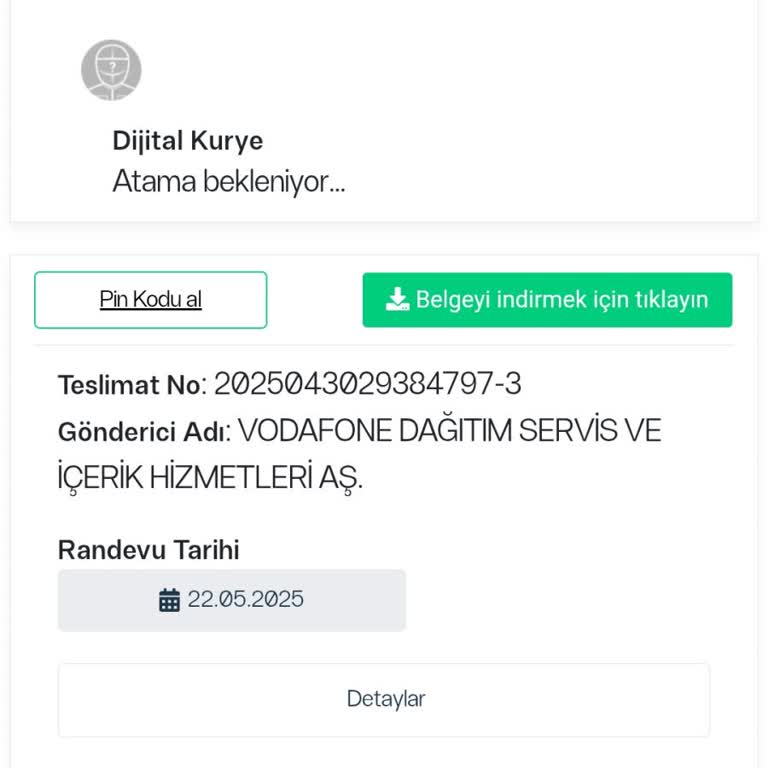 Dijital Kurye Vodafone Hat Sözleşme Evraklarım 50 Gündür Teslim Edilmiyor