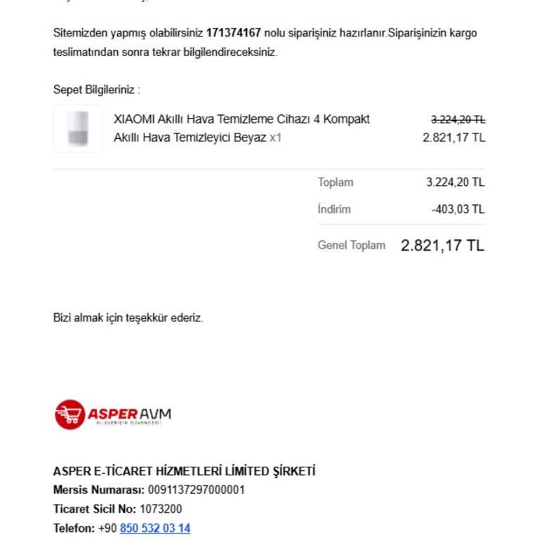 Siparişim Gelmedi İletişim Kuramıyorum Asper AVM Mağduriyetim