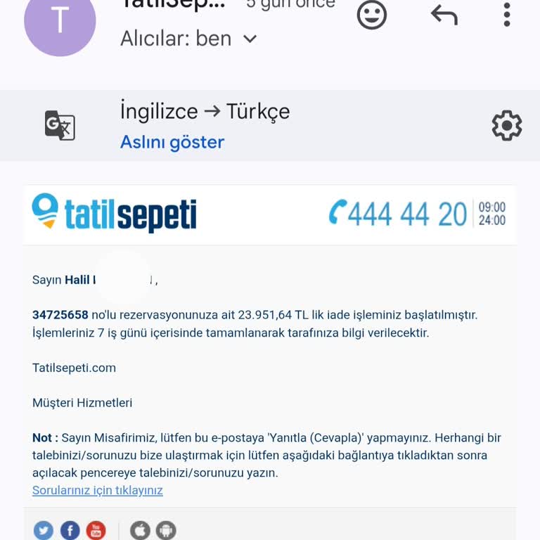 Tatilsepeti.com'da İptal Sonrası İade Sürecinin Gereksizce Uzatılması
