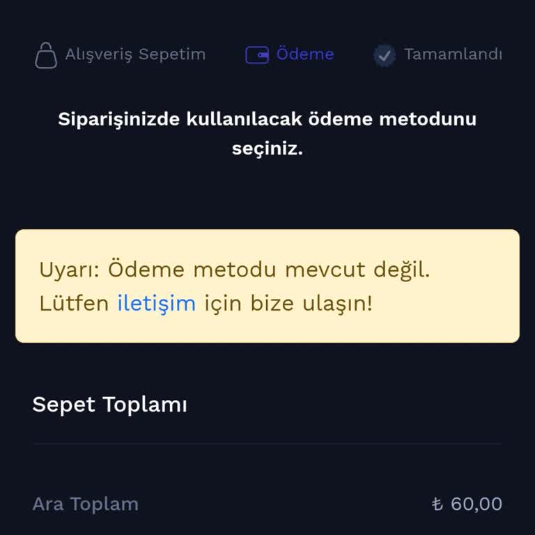 Ödeme Sorunu Ve İletişimsizlik Nedeniyle Alışveriş Yapamıyorum
