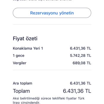 Hotels.com Rückerstattung der zu viel abgebuchten 306 ₺ für Çanakkale Kolin Hotel