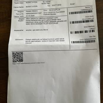 Onvo Ov-13xplus Scooter'da Bitmeyen Sorunlar Ve Garanti Mağduriyeti