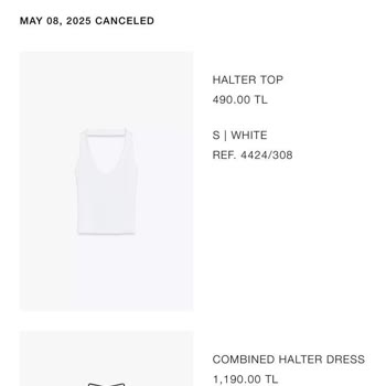 Zara Online Sipariş İptali Sonrası Geri Ödeme Yapılmadı