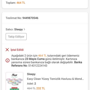 Stokta Olan Ürün Siparişim Sebepsiz İptal Edildi