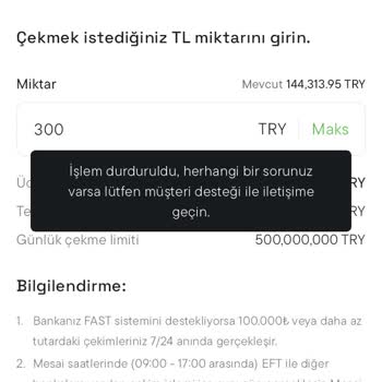 Bakiyemi Çekemiyorum, İşlem Durduruldu Hatası Alıyorum