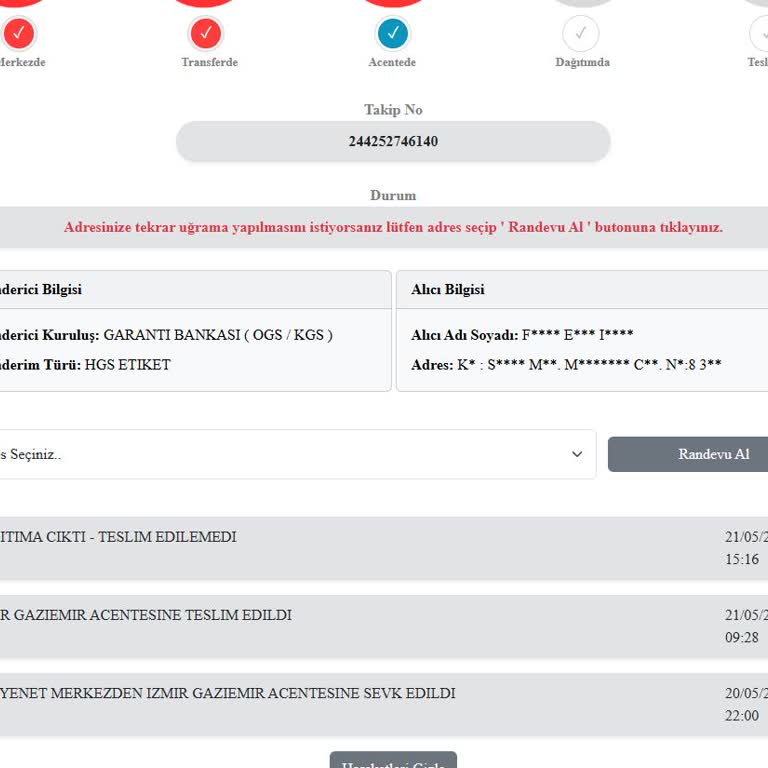 HGS Etiketim Teslim Edilmeden Dağıtımda Kayboldu