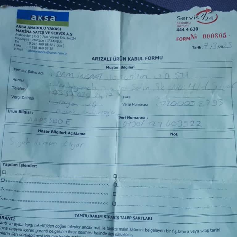 Satın Alınan Jeneratörlerde Sürekli Arıza Ve Yetersiz Servis Hizmeti