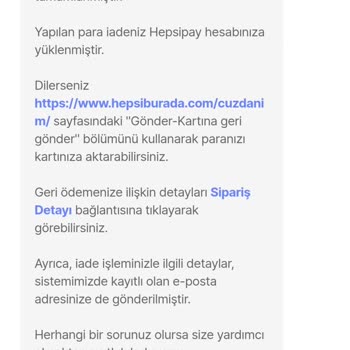 İade Tutarının Eksik Yatırılması Ve Müşteri Hizmetlerinden Yetersiz Destek