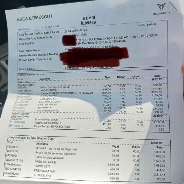 Aracımın Bakımında Gereksiz İşçilik Ve Yüksek Ücret Şoku