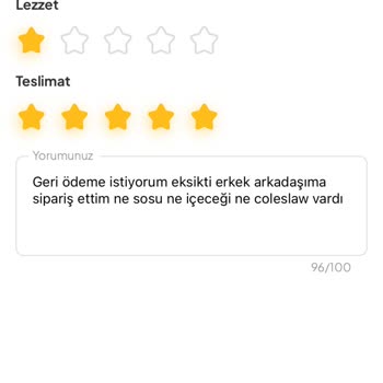 Eksik Gelen Sipariş Ve İade Talebi