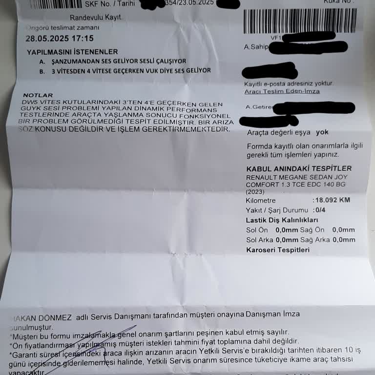 Renault Megane Şanzıman Kutusundan Gelen Ses Sorunu Ve Servis İlgisizliği