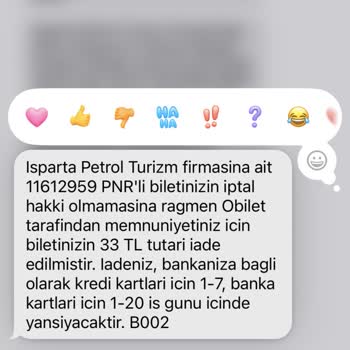 Obilet Bilet İptali Sonrası Ücret İadesi Yapılmadı