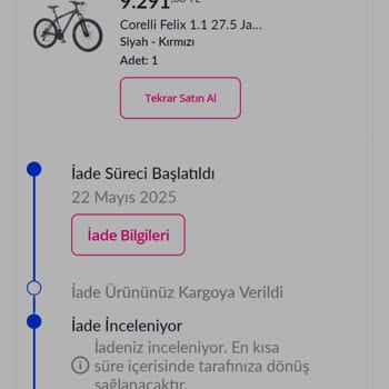 Sipariş Verdiğim Bisiklet Teslim Edilmeden İptal Edilip Fiyatı Yükseltildi