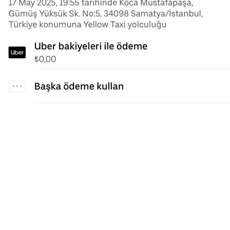 Uber Nakit Ödeme Sonrası Hatalı Borç Bildirimi ve Para Üstü Sorunu