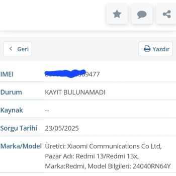 Xiaomi Cihazımın IMEI Kaydı Yapılmadı, Mağdur Oldum