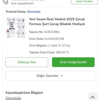 Sipariş Edilen Çocuk Forması Yanlış Bedenle Gönderildi, Satıcıdan Yanıt Yok