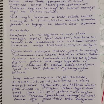 Sözlü Onayla Başlatılan Ve Çalışmayan İnternet Aboneliğinin İptalini Talep Ediyorum