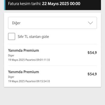 Hediye Premium Üyelik Sonrası Faturama Fazladan Ücret Yansıtıldı