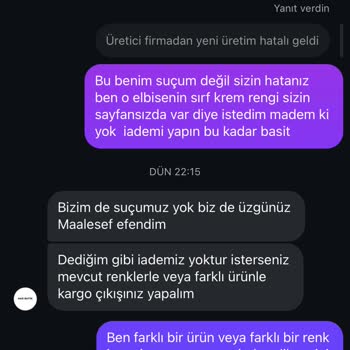 Elbise Siparişim Gönderilmedi, Ücretim İade Edilmedi