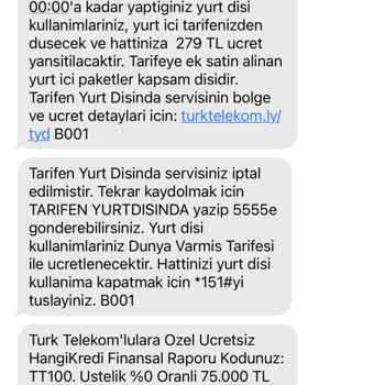 Onayım Olmadan Aktif Edilen Yurtdışı Servisi Ve Haksız Ücretlendirme