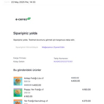 Hediye Kuruyemiş Vaadi Yerine Getirilmedi, Müşteri Hizmetleri Cevap Vermiyor