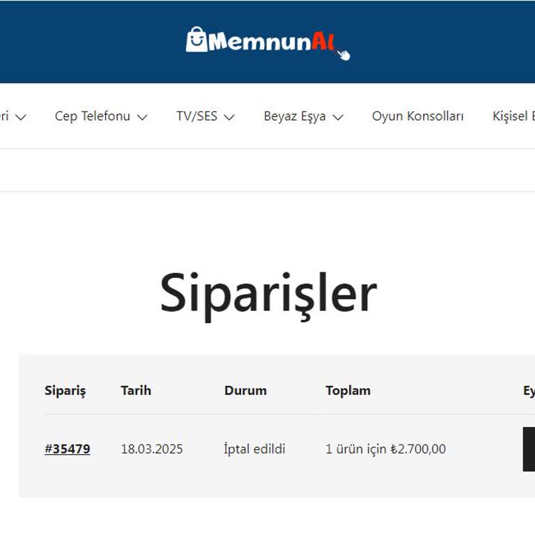 Memnunal Vantilatör Siparişim İptal Edildi Param İade Edilmedi