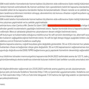 Vodafone Kapsama Sorunu Ve Yetersiz Müşteri Desteği
